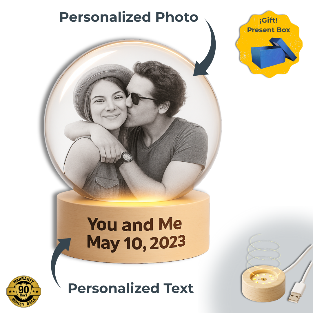 Personalized Photo Crystal Sphere with LED Base